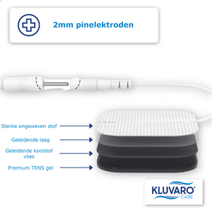 Kluvaro TENS/EMS Elektroden - 2mm Pinsluiting - 5x5 cm - 20 stuks